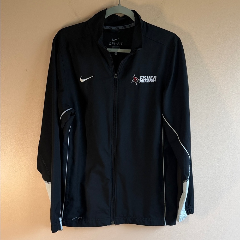 Nike Black Dri-FIT Full-Zip Team Jacket with White Piping